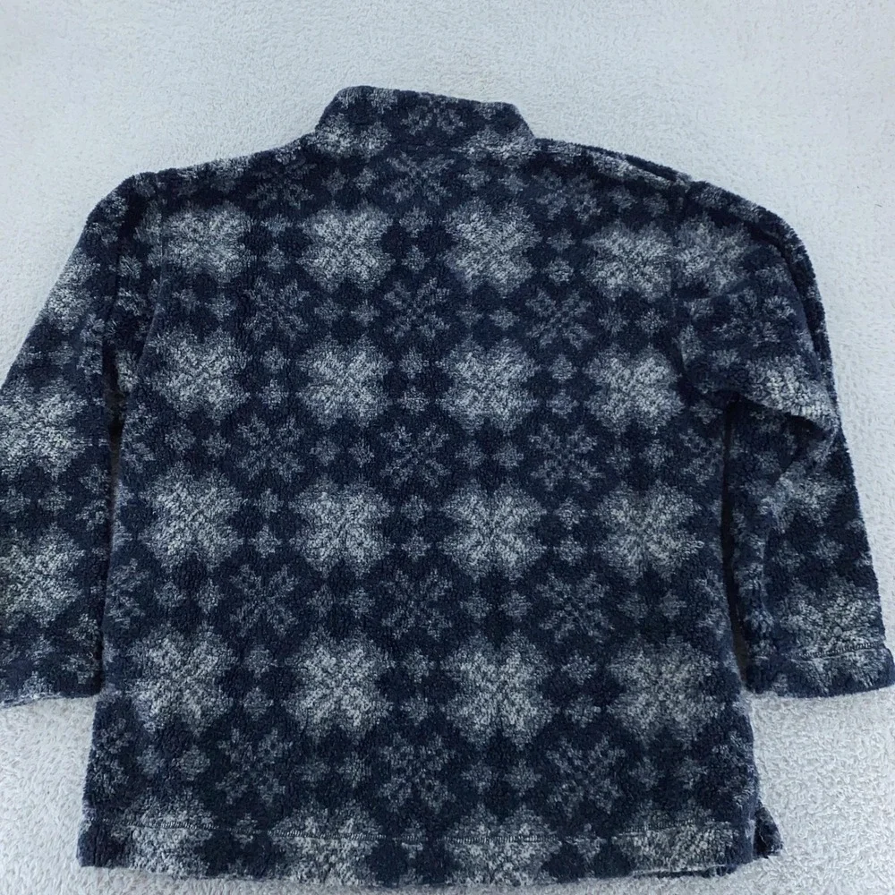 LL Bean Fleece Pullover Sweater Mens XL‎ Henley Button Up Aztec Made USA Warm